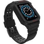 Hurtel Protect Strap Band with Case for Apple Watch 9 / 8 / 7 / 6 / 5 / 4 / 3 / 2 / SE / SE2 (41 / 40 / 38mm) Case Armored Cover for Watch Black