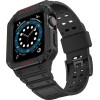 Hurtel Protect Strap Band with Case for Apple Watch 9 / 8 / 7 / 6 / 5 / 4 / 3 / 2 / SE / SE2 (41 / 40 / 38mm) Case Armored Cover for Watch Black