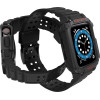 Hurtel Protect Strap Band with Case for Apple Watch 9 / 8 / 7 / 6 / 5 / 4 / 3 / 2 / SE / SE2 (41 / 40 / 38mm) Case Armored Cover for Watch Black