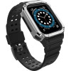 Hurtel Protect Strap Band with Case for Apple Watch 9 / 8 / 7 / 6 / 5 / 4 / 3 / 2 / SE / SE2 (41 / 40 / 38mm) Case Armored Cover for Watch Black / Silver
