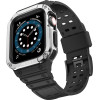 Hurtel Protect Strap Band with Case for Apple Watch 9 / 8 / 7 / 6 / 5 / 4 / 3 / 2 / SE / SE2 (41 / 40 / 38mm) Case Armored Cover for Watch Black / Silver
