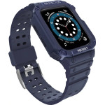 Hurtel Protect Strap Band with Case for Apple Watch 9 / 8 / 7 / 6 / 5 / 4 / 3 / 2 / SE / SE2 (41 / 40 / 38mm) Case Armored Cover for Watch Blue