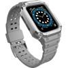 Hurtel Protect Strap Band with Case for Apple Watch 9 / 8 / 7 / 6 / 5 / 4 / 3 / 2 / SE / SE2 (41 / 40 / 38mm) Case Armored Cover for Watch Gray / Silver