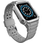 Hurtel Protect Strap Band with Case for Apple Watch 9 / 8 / 7 / 6 / 5 / 4 / 3 / 2 / SE / SE2 (41 / 40 / 38mm) Case Armored Cover for Watch Gray / Silver