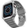 Hurtel Protect Strap Band with Case for Apple Watch 9 / 8 / 7 / 6 / 5 / 4 / 3 / 2 / SE / SE2 (41 / 40 / 38mm) Case Armored Cover for Watch Gray / Silver