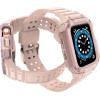 Hurtel Protect Strap Band with Case for Apple Watch 9 / 8 / 7 / 6 / 5 / 4 / 3 / 2 / SE / SE2 (41 / 40 / 38mm) Case Armored Cover for Watch Pink