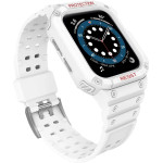 Hurtel Protect Strap Band with Case for Apple Watch 9 / 8 / 7 / 6 / 5 / 4 / 3 / 2 / SE / SE2 (41 / 40 / 38mm) Case Armored Cover for Watch White
