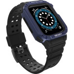 Hurtel Protect Strap Band Wristband with Case for Apple Watch 9 / 8 / 7 / 6 / 5 / 4 / 3 / 2 / SE / SE2 (41 / 40 / 38mm) Case Armored Cover for Watch Black / Blue