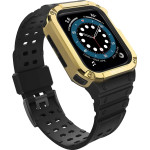 Hurtel Protect Strap Band Wristband with Case for Apple Watch 9 / 8 / 7 / 6 / 5 / 4 / 3 / 2 / SE / SE2 (41 / 40 / 38mm) Case Armored Cover for Watch Black / Gold