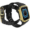 Hurtel Protect Strap Band Wristband with Case for Apple Watch 9 / 8 / 7 / 6 / 5 / 4 / 3 / 2 / SE / SE2 (41 / 40 / 38mm) Case Armored Cover for Watch Black / Gold