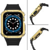 Hurtel Protect Strap Band Wristband with Case for Apple Watch 9 / 8 / 7 / 6 / 5 / 4 / 3 / 2 / SE / SE2 (41 / 40 / 38mm) Case Armored Cover for Watch Black / Gold