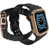 Hurtel Protect Strap Band Wristband with Case for Apple Watch 9 / 8 / 7 / 6 / 5 / 4 / 3 / 2 / SE / SE2 (41 / 40 / 38mm) Case Armored Cover for Watch Black / Rose Gold