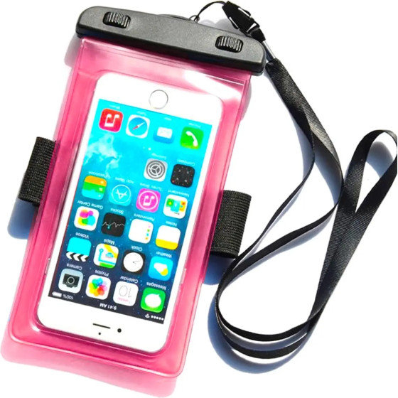 Hurtel PVC waterproof armband phone case - pink - (Waterproof Armband Case 180*105mm pink)