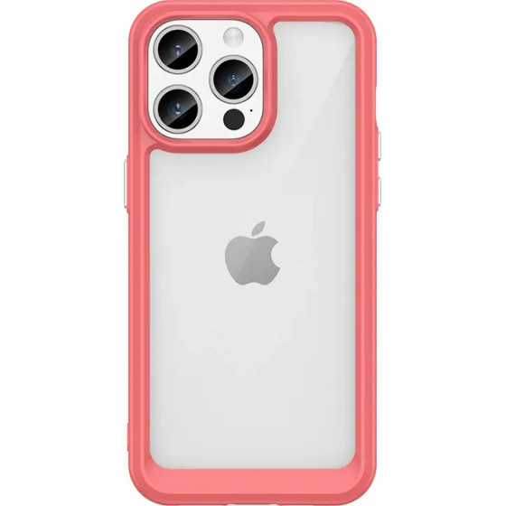 Hurtel Reinforced case with a flexible frame for iPhone 15 Pro Max Outer Space - red - (Outer Space Case IPHONE 15 PRO MAX RED)