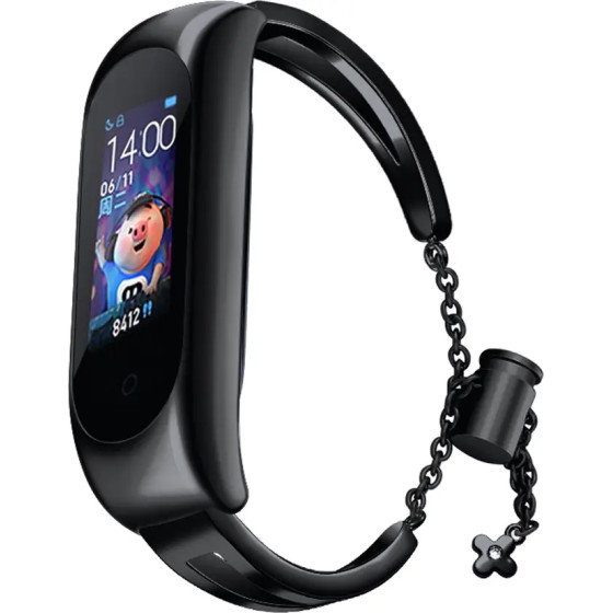 Hurtel Replacment metal band bracelet strap for Xiaomi Mi Band 6 / 5 / 4 / 3 black