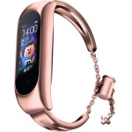 Hurtel Replacment metal band bracelet strap for Xiaomi Mi Band 6 / 5 / 4 / 3 pink - (Metal Shine Band Xiaomi Mi Band 3/4/5/6 Pink)