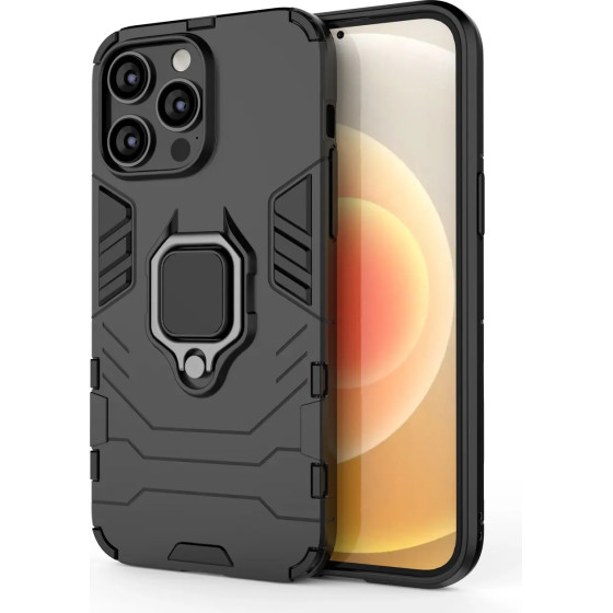 Hurtel Ring Armor case for iPhone 14 Pro Max armored cover magnetic holder ring black - (Ring Armor IPHONE 14 PRO MAX BLACK)
