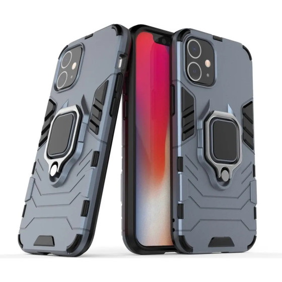 Hurtel Ring Armor Case Kickstand Tough Rugged Cover for iPhone 12 mini blue - (Ring Armor iPhone 12 mini blue)