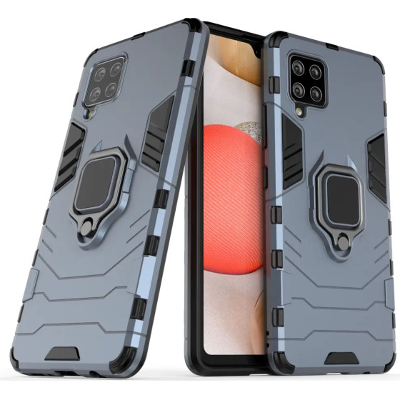 Hurtel Ring Armor Case Kickstand Tough Rugged Cover for Samsung Galaxy A42 5G blue - (Ring Armor Samsung Galaxy A42 5G Blue)