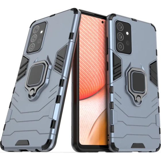 Hurtel Ring Armor Case Kickstand Tough Rugged Cover for Samsung Galaxy A72 4G blue - (Ring Armor Samsung A72 5G Blue)