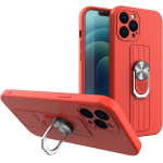 Hurtel Ring Case silicone case with a finger grip and a stand for Samsung Galaxy S22 red - (Ring Case Samsung S22 Red)