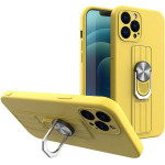 Hurtel Ring Case silicone case with finger grip and stand for iPhone 11 Pro yellow - (Ring Case iPhone 11 Pro Yellow 09)