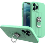 Hurtel Ring Case silicone case with finger grip and stand for iPhone 12 mini mint - (Ring Case iPhone 12 Mini Mint 06)