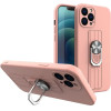 Hurtel Ring Case silicone case with finger grip and stand for iPhone 13 Pro pink - (Ring Case iPhone 13 Pro Pink 07)