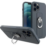 Hurtel Ring Case silicone case with finger grip and stand for Samsung Galaxy A32 5G dark blue - (Ring Case Samsung A32 5G Dark Blue 04)
