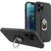 Hurtel Ring Case silicone case with finger grip and stand for Samsung Galaxy A72 4G black - (Ring Case Samsung A72 4G Black 01)