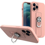 Hurtel Ring Case silicone case with finger grip and stand for Samsung Galaxy A72 4G pink - (Ring Case Samsung A72 4G Pink 07)