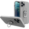 Hurtel Ring Case silicone case with finger grip and stand for Samsung Galaxy A72 4G silver - (Ring Case Samsung A72 4G Silver 08)