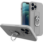 Hurtel Ring Case silicone case with finger grip and stand for Xiaomi Redmi 10X 4G / Xiaomi Redmi Note 9 silver - (Ring Case Xiaomi Redmi Note 9 Silver 08)