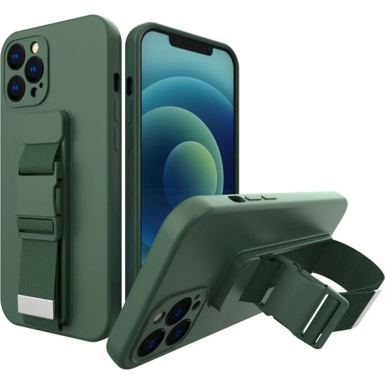 Hurtel Rope case gel case with a chain lanyard bag lanyard iPhone 11 Pro Max dark green - (Rope Case iPhone 11 Pro Max Dark Green 03)