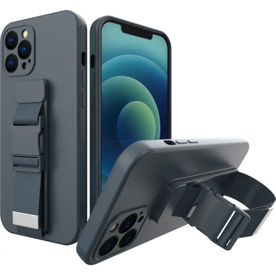 Hurtel Rope case gel case with a chain lanyard bag lanyard iPhone 12 Pro Max navy blue - (Rope Case iPhone 12 Pro Max Navy Blue 04)