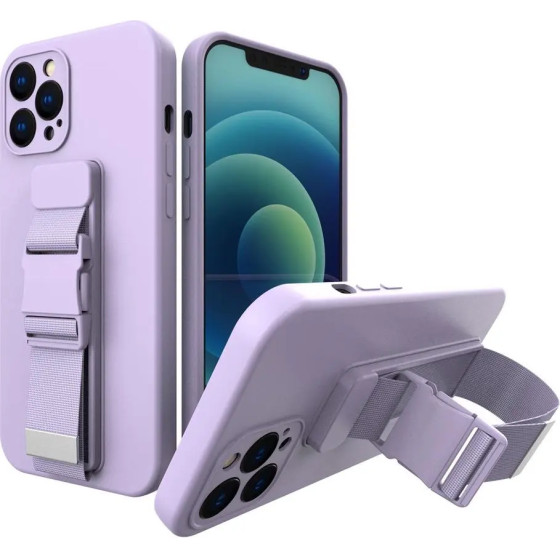 Hurtel Rope case Gel case with a chain lanyard bag lanyard iPhone 12 Pro purple - (Rope Case iPhone 12 Pro Purple 08)