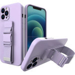 Hurtel Rope case gel case with a chain lanyard bag lanyard iPhone 12 purple - (Rope Case iPhone 12 Purple 08)