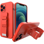 Hurtel Rope case gel case with a chain lanyard bag lanyard iPhone 12 red - (Rope Case iPhone 12 Red 02)