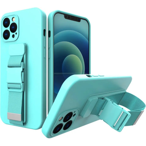 Hurtel Rope case gel case with a chain lanyard bag lanyard iPhone 13 mini light blue - (Rope Case iPhone 13 Mini Light Blue 05)