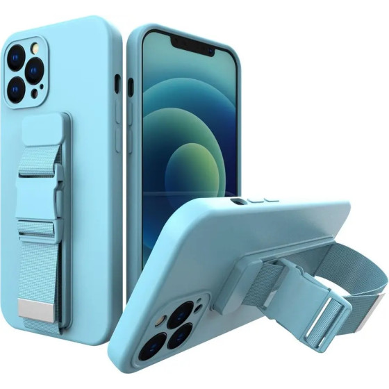 Hurtel Rope case Gel case with a chain lanyard bag lanyard iPhone 13 Pro blue - (Rope Case iPhone 13 Pro Sky Blue 09)