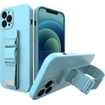 Hurtel Rope case gel case with a lanyard chain bag lanyard Samsung Galaxy A12 blue - (Rope Case Samsung A12 5G Sky Blue 09)