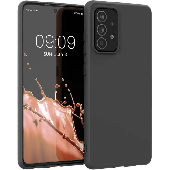 Hurtel Silicone Case Soft Flexible Rubber Cover for Samsung Galaxy A22 4G black - (Silicone Case Samsung A22 4G Black)