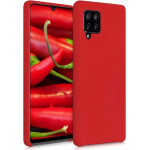 Hurtel Silicone Case Soft Flexible Rubber Cover for Samsung Galaxy A42 5G red - (Silicone Case Samsung A42 5G Red)