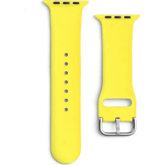 Hurtel Silicone Strap APS Silicone Band for Watch 9 / 8 / 7 / 6 / 5 / 4 / 3 / 2 / SE (41 / 40 / 38mm) Strap Watch Bracelet Yellow - (Silicone Strap Model APS-32 Apple Watch 3/4/5/6/SE/7 38/40/41 Pale Yellow)
