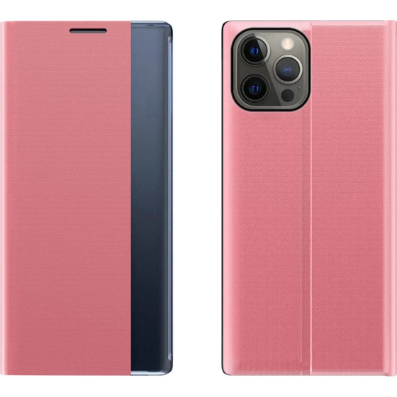 Hurtel Sleep Case Bookcase Type Case with Smart Window for iPhone 13 Pro pink - (New Sleep Case iPhone 13 Pro 6,1 Pink)