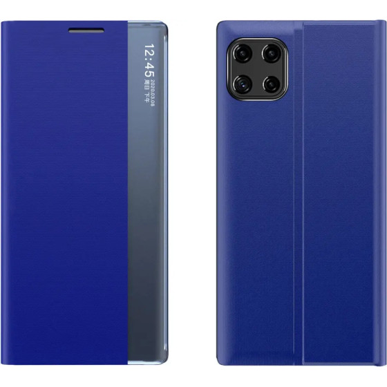 Hurtel Sleep Case Bookcase Type Case with Smart Window for Samsung Galaxy A22 5G blue - (New Sleep Case Samsung A22 5G Blue)