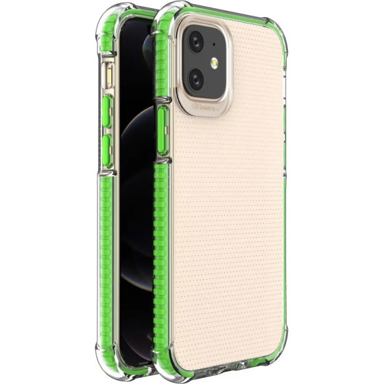 Hurtel Spring Armor clear TPU gel rugged protective cover with colorful frame for iPhone 12 mini green - (Spring Armor iPhone 12 Mini Lime)