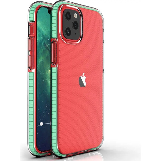Hurtel Spring Case clear TPU gel protective cover with colorful frame for iPhone 13 mini mint - (Spring Case iPhone 13 Mini 5,4 Mint)