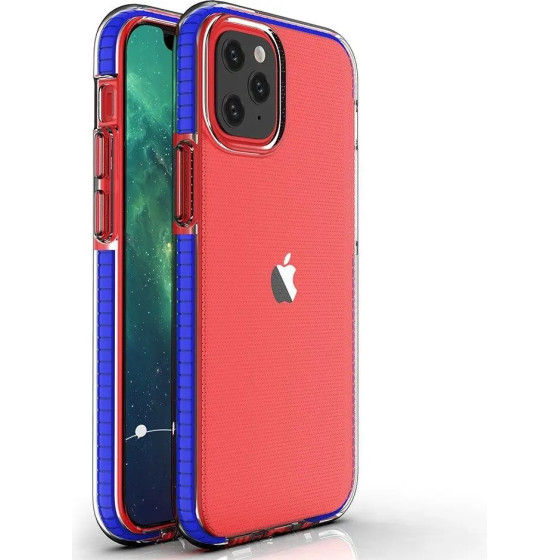 Hurtel Spring Case clear TPU gel protective cover with colorful frame for iPhone 13 Pro Max dark blue - (Spring Case iPhone 13 Pro Max 6,7 Dark Blue)