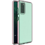 Hurtel Spring Case clear TPU gel protective cover with colorful frame for Samsung Galaxy A02s EU light pink - (Spring Case Samsung A02S (166,5) Light Pink)